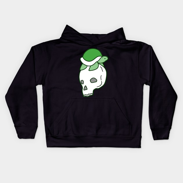 Green Skull Turtle Kids Hoodie by saradaboru